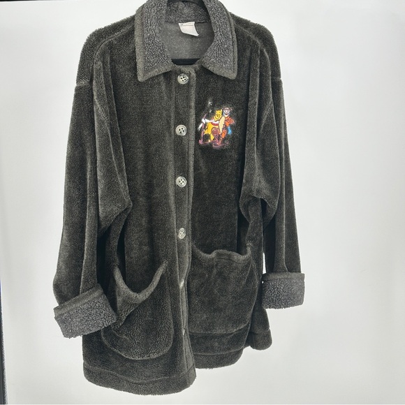 Disney Jackets & Blazers - Disney Gray Fleece Jacket with‎ Embroidered Character